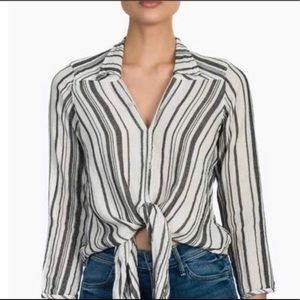 NSF STRIPE FRONT TIE DOWN LONG SLEEVE SHIRT.